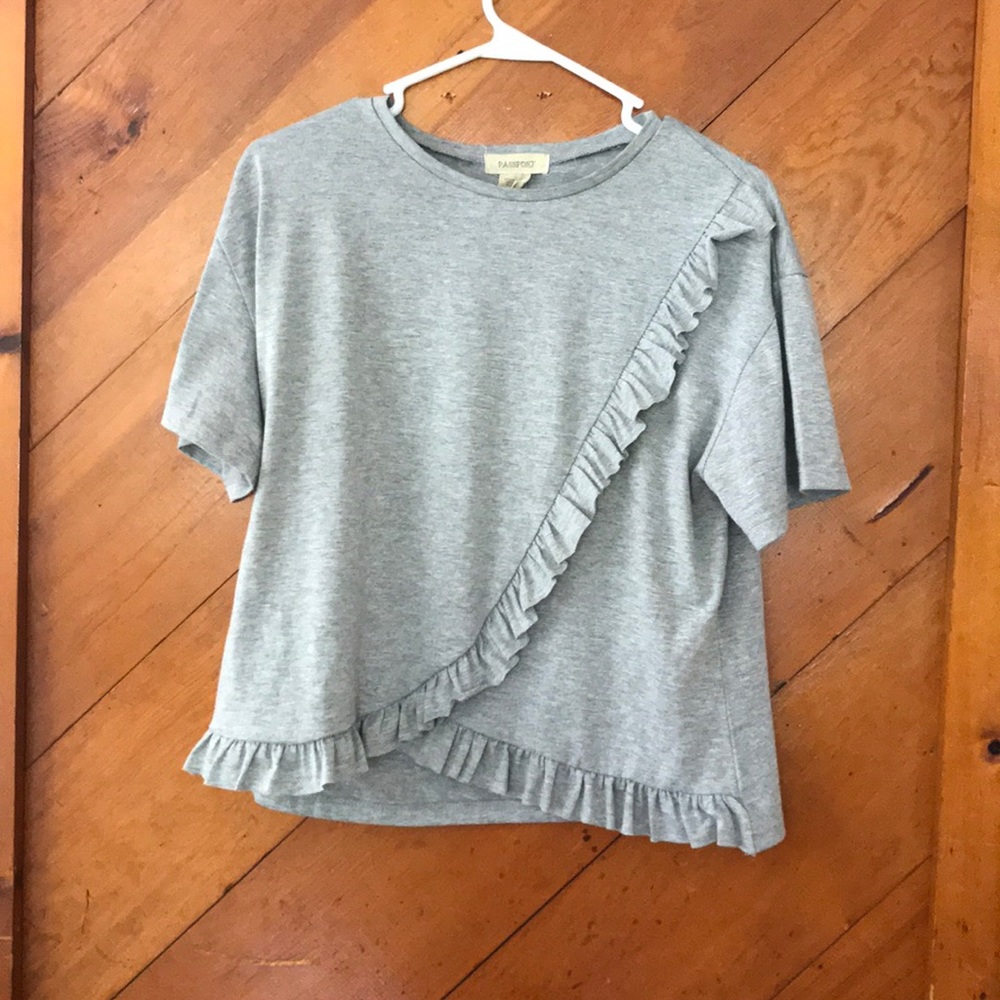 Grey ruffle shirt